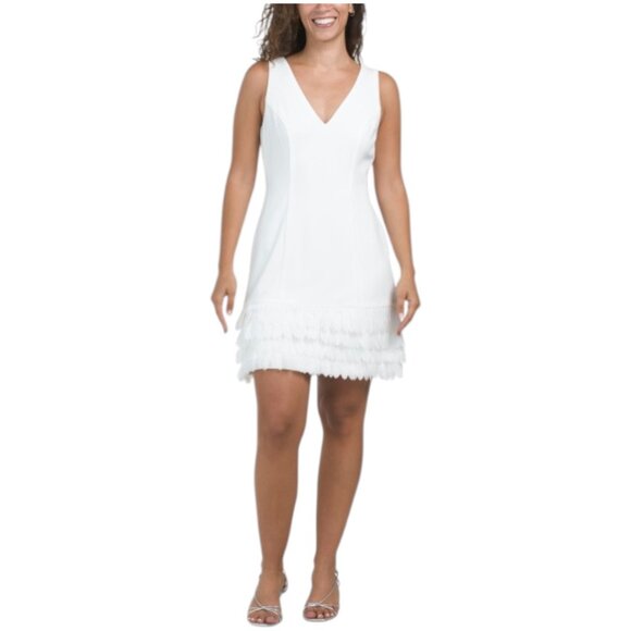 ADRIANNA PAPELL 3d Petal Crepe Short Mini Dress - Picture 1 of 3